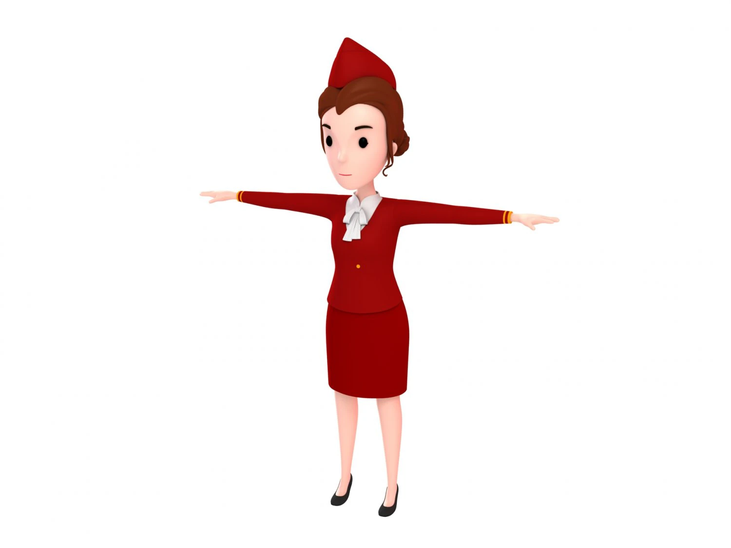 3d cartoongirl017 airhostess 3D Model .c4d .max .obj .3ds .fbx .stl .blend 