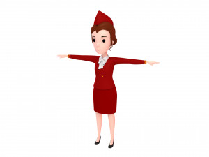 3d cartoongirl017 airhostess 3Dモデル