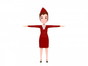 3d cartoongirl017 airhostess 3D Model