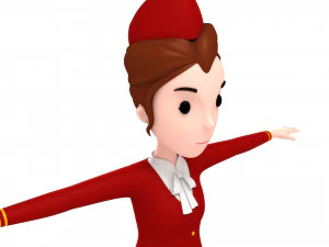 3d cartoongirl017 airhostess 3D Model