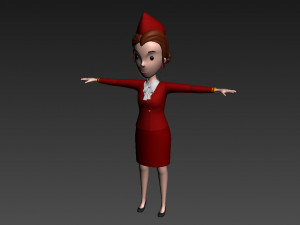 3d cartoongirl017 airhostess 3D-Modell