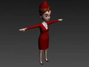 3d cartoongirl017 airhostess 3D Model