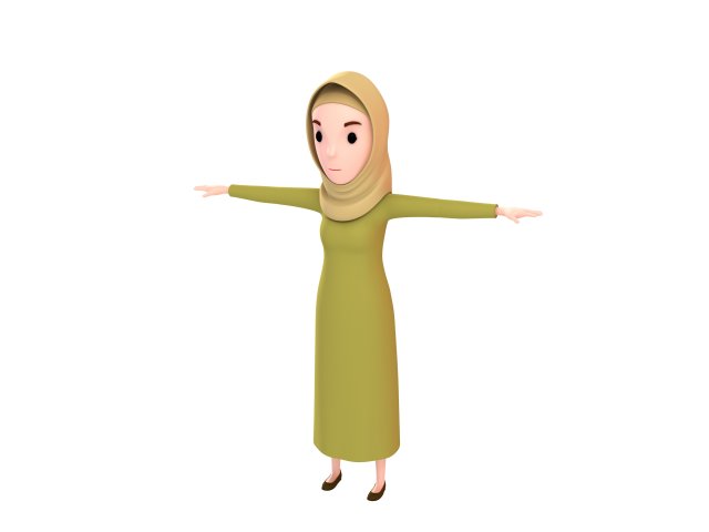 cartoongirl019 muslim girl 3d 3D Model .c4d .max .obj .3ds .fbx .stl .blend 