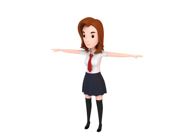 3d cartoongirl020 schoolgirl 3Dモデル .c4d .max .obj .3ds .fbx .stl .blend 