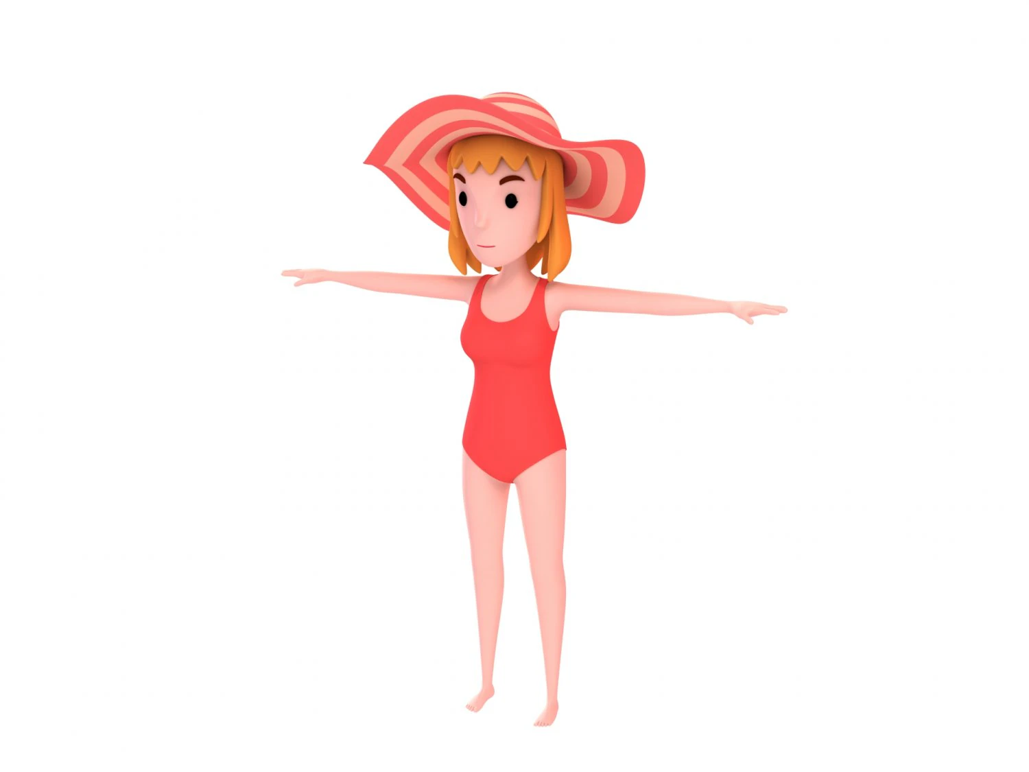 cartoongirl021 summer girl model 3D Model .c4d .max .obj .3ds .fbx .stl .blend