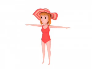 Cartoongirl021 летняя модель девушки 3D Модель