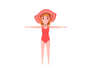 cartoongirl021 summer girl model 3D Model