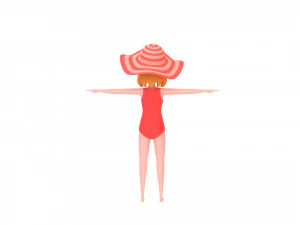 cartoongirl021 summer girl model 3D Model