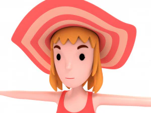 cartoongirl021 summer girl model 3D Model
