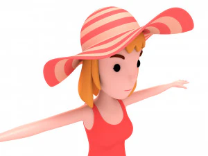 cartoongirl021 summer girl model 3D Model