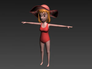 cartoongirl021 summer girl model 3D Model