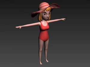 cartoongirl021 summer girl model 3D Model