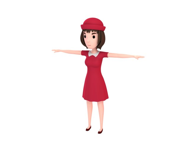 cartoongirl024 girl Model 3D .c4d .max .obj .3ds .fbx .stl .blend 