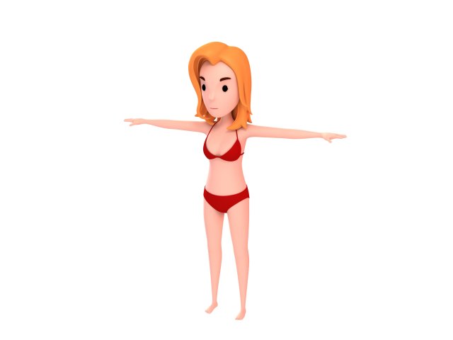 cartoongirl026 bikini girl 3D Model .c4d .max .obj .3ds .fbx .stl .blend 