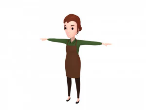 cartoongirl030-garçonete Modelo 3D