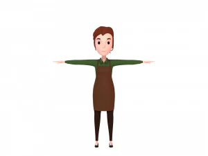 cartoongirl030-waitress 3D Model