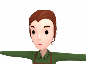 cartoongirl030-waitress 3D 模型