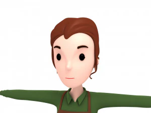 cartoongirl030-waitress 3D Model