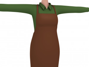 cartoongirl030-waitress 3D 模型