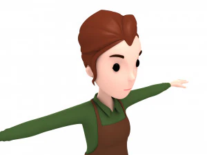 cartoongirl030-waitress 3D Model