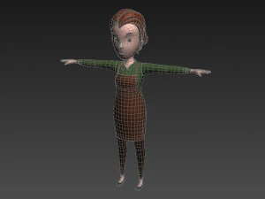cartoongirl030-waitress 3D Model
