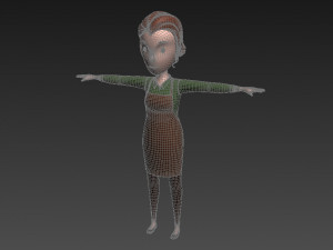 cartoongirl030-waitress 3D 模型