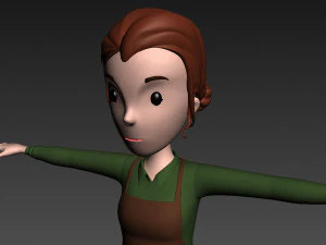 cartoongirl030-waitress 3D Model