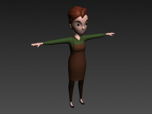 cartoongirl030-waitress 3D 模型