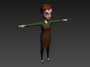 cartoongirl030-waitress 3D Model
