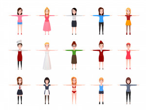 cartoon girl character pack 1 3D Модель