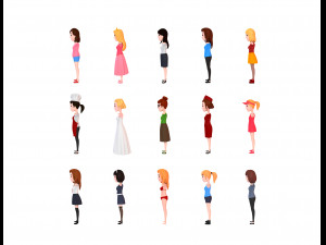 cartoon girl character pack 1 3D Модель