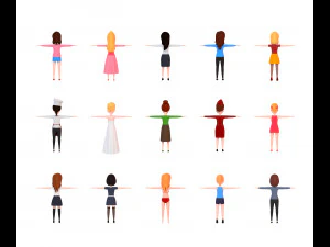 &ccedil;izgi film kız karakter paketi 1 3D Model