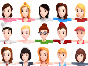 cartoon girl character pack 1 3D Модель