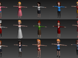 cartoon girl character pack 1 3D Модель