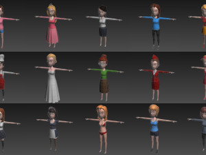 cartoon girl character pack 1 3D Модель