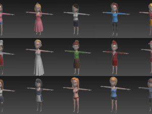 cartoon girl character pack 1 3D Модель