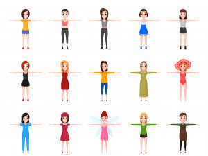 cartoon girl character pack 2 Modelo 3D