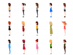 cartoon girl character pack 2 Modelo 3D