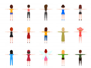 cartoon girl character pack 2 Modelo 3D