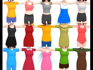 cartoon girl character pack 2 Modelo 3D