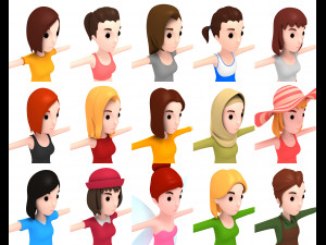 cartoon girl character pack 2 Modelo 3D