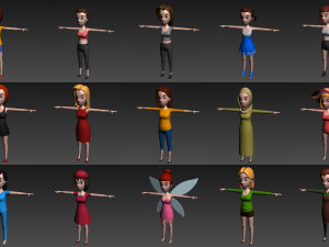 cartoon girl character pack 2 Modelo 3D