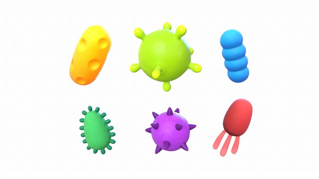 bacteria pack 3D 模型 .c4d .max .obj .3ds .fbx .stl .blend 
