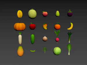 cartoon food pack 5 3D Model