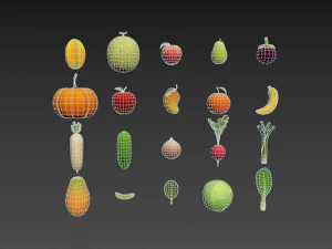 cartoon food pack 5 3D Model