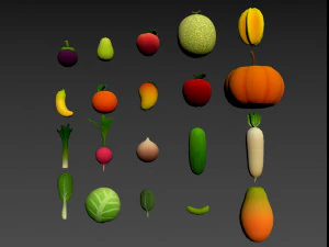 cartoon food pack 5 3D Model