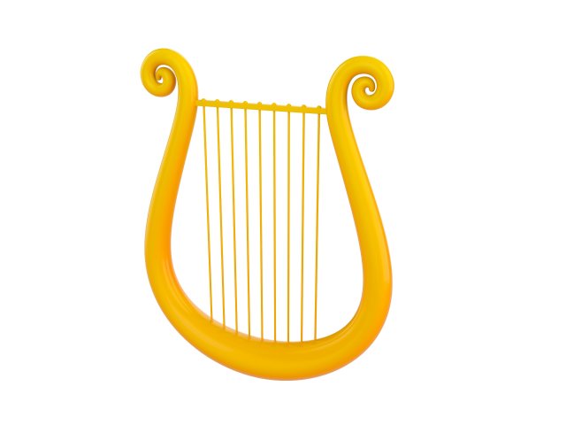 golden harp 3D Модель .c4d .max .obj .3ds .fbx .stl .blend 