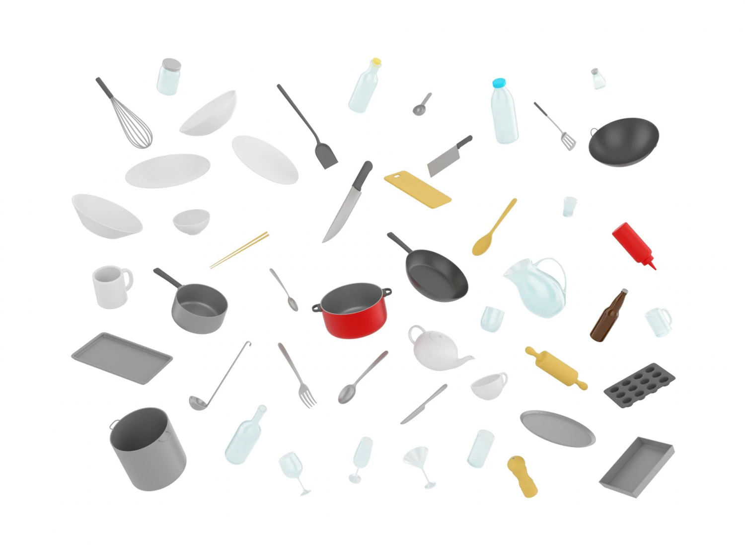 paquete de utensilios de cocina Modelo 3D .c4d .max .obj .3ds .fbx .stl .blend 