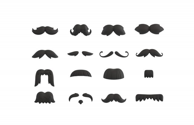 mustache pack 3D Model .c4d .max .obj .3ds .fbx .stl .blend