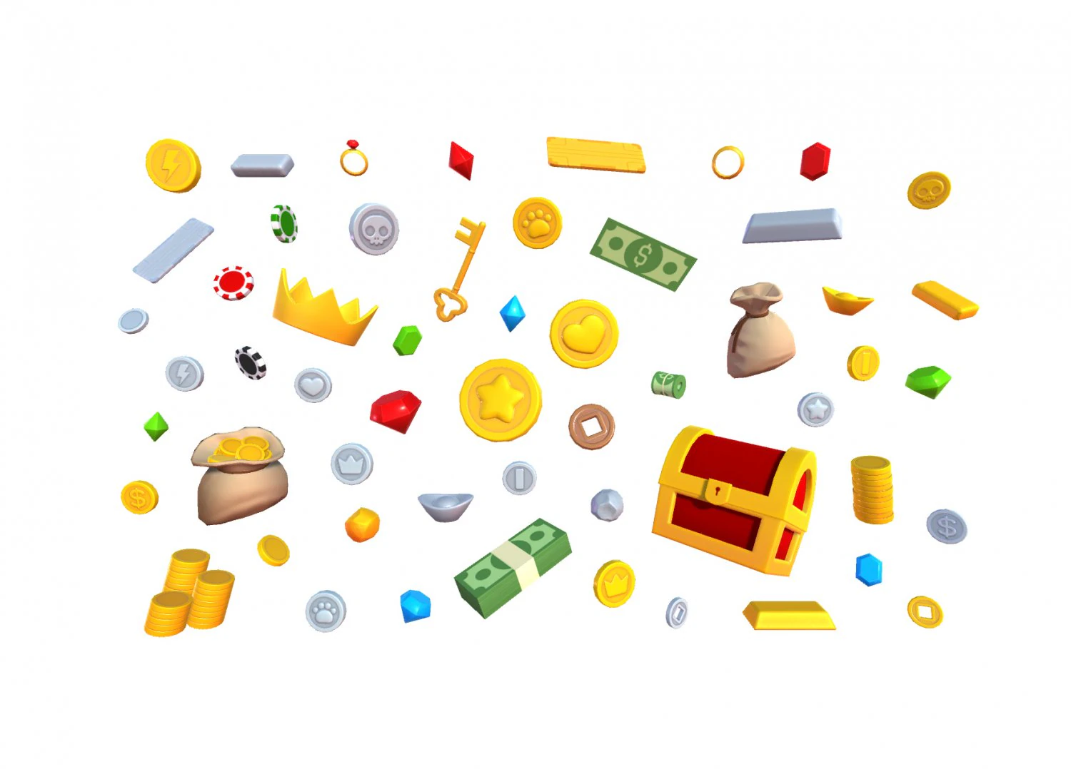 low poly reward item pack 3D Model .c4d .max .obj .3ds .fbx .stl .blend 